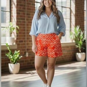The Limited Orange and White Drew Fit  Women's Shorts